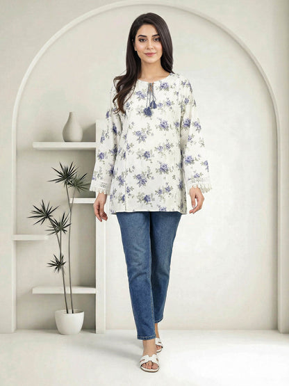 Cambric Kurti- Embroidered (Pret)