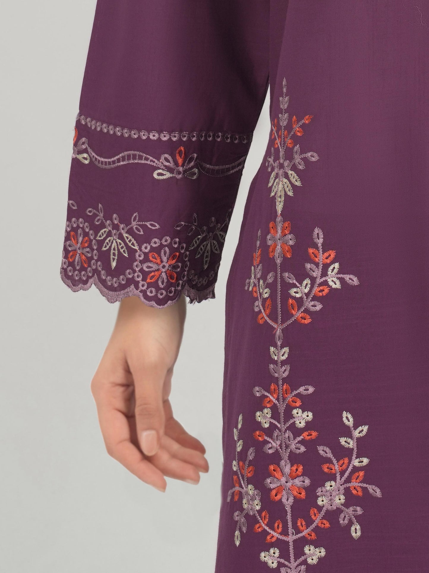2 Piece Lawn Slub Suit- Embroidered (Pret)