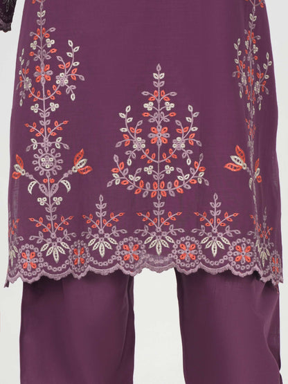 2 Piece Lawn Slub Suit- Embroidered (Pret)
