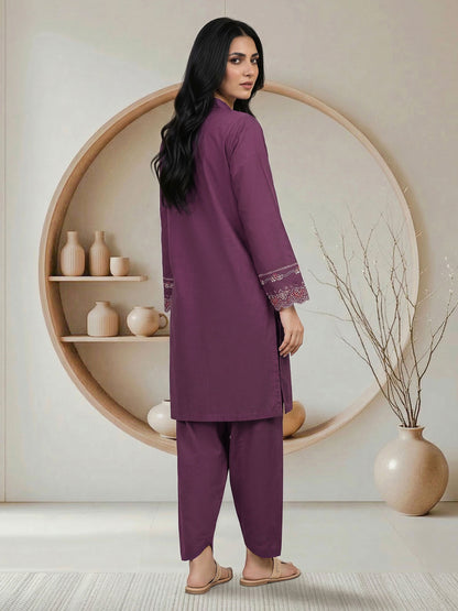 2 Piece Lawn Slub Suit- Embroidered (Pret)