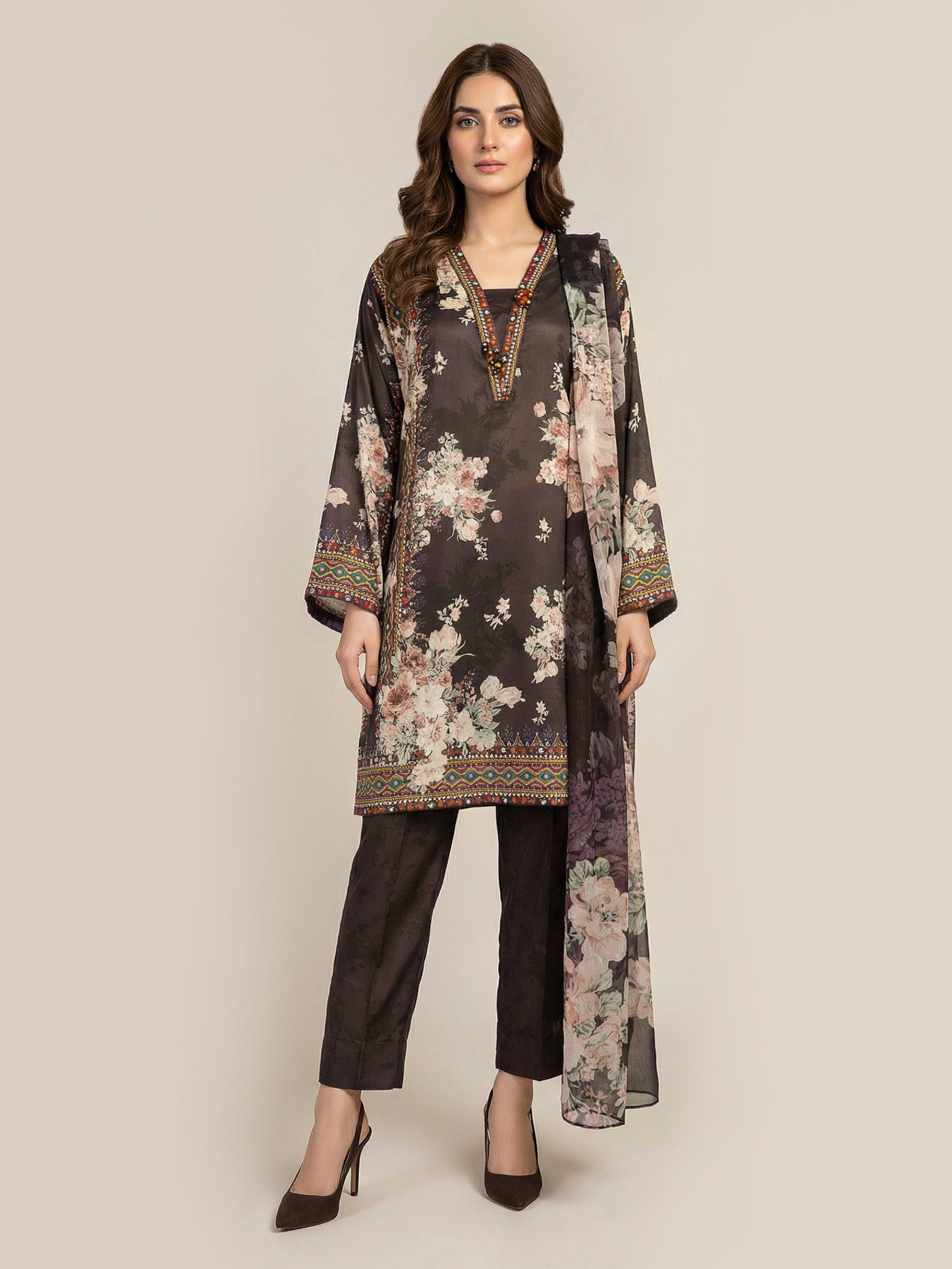 3 Piece Silk- Embellished (Pret)