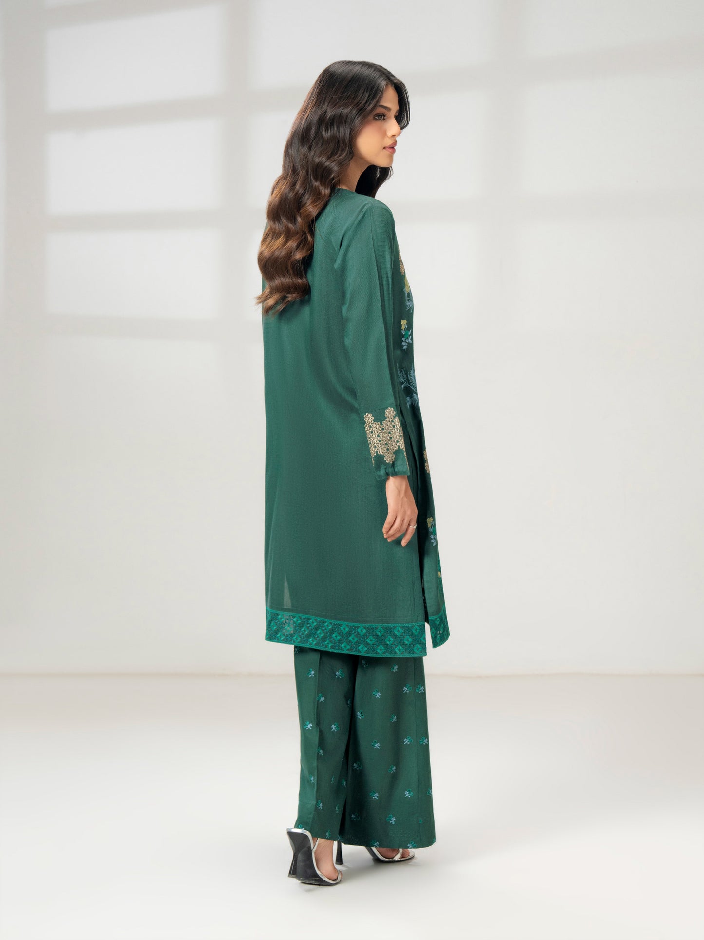 2 Piece Raw Silk Suit-Embroidered (Pret)