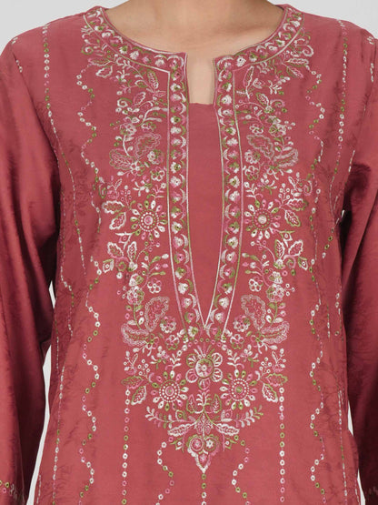 2 Piece Self Jacquard Suit- Embroidered (Pret)