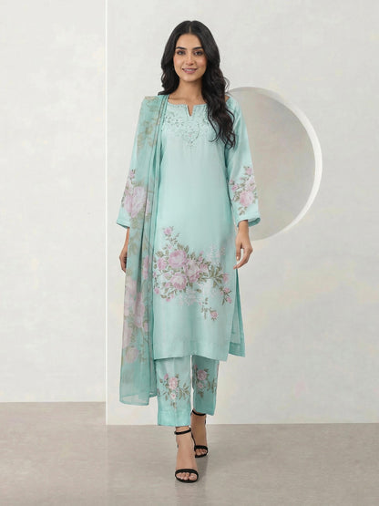 3 Piece Silk Suit- Embroidered (Pret)