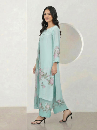 3 Piece Silk Suit- Embroidered (Pret)
