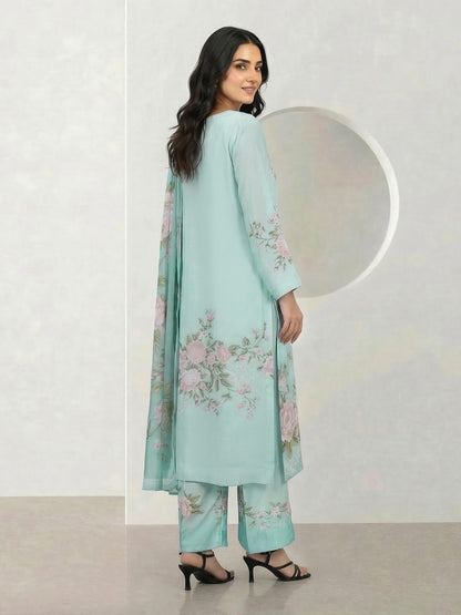 3 Piece Silk Suit- Embroidered (Pret)