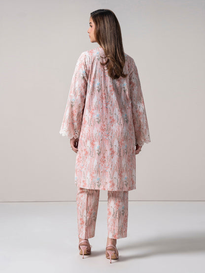 2-Piece Cambric Slub Suit-Embroidered (Pret)