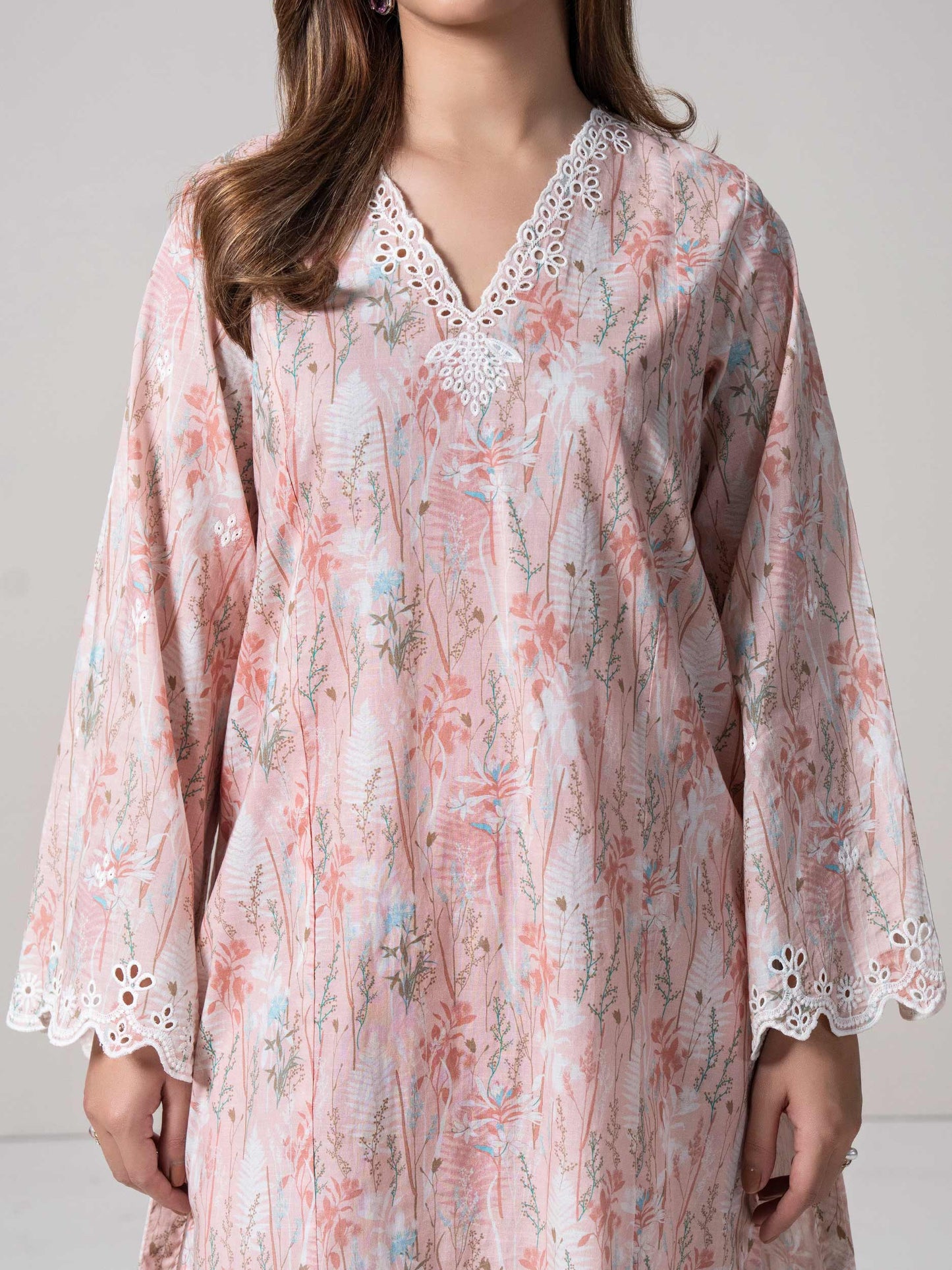 2-Piece Cambric Slub Suit-Embroidered (Pret)