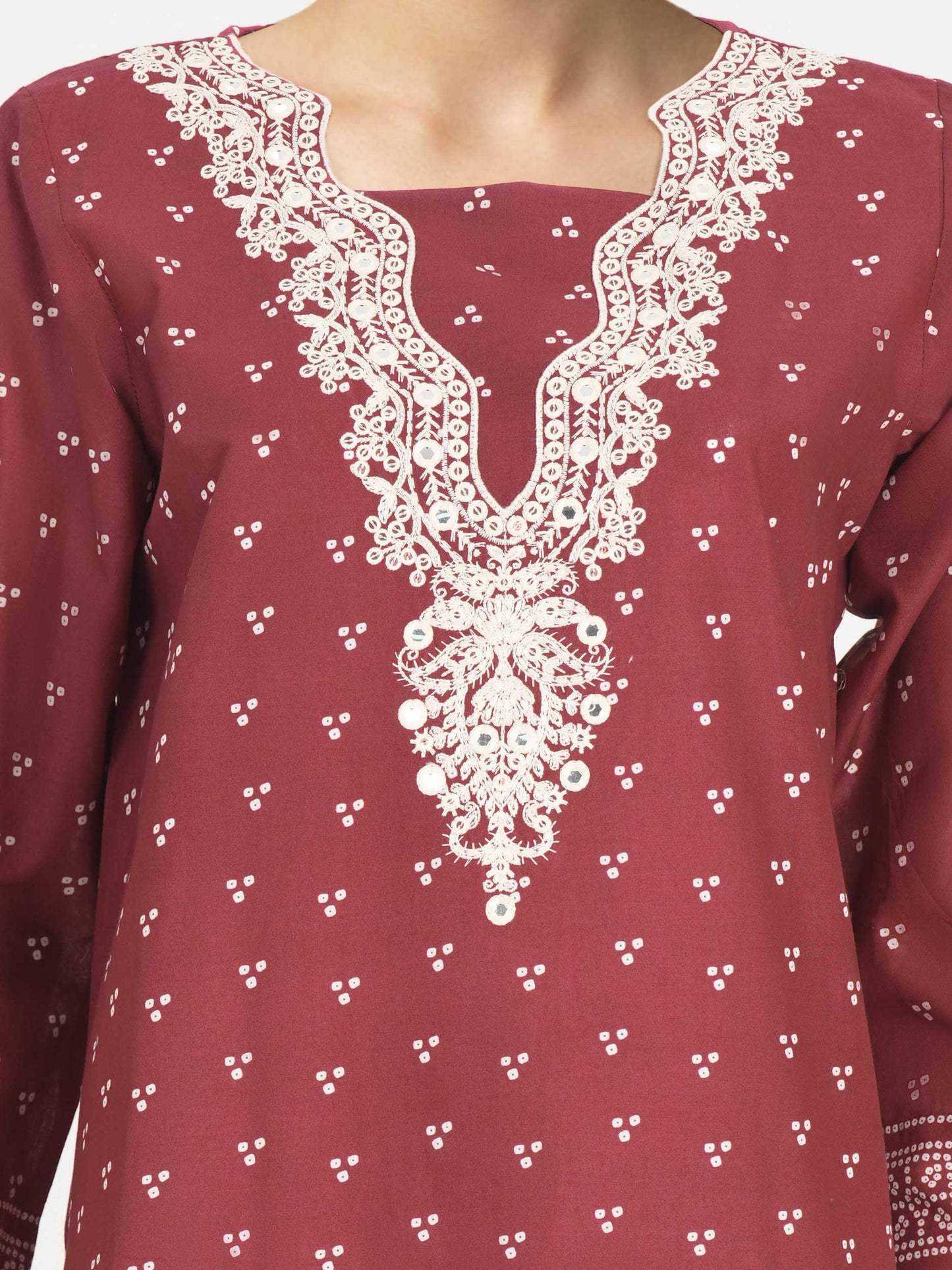 3 Piece Cambric Suit- Embroidered (Pret)