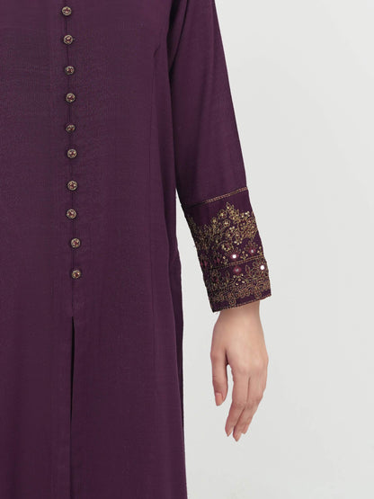 2 Piece Zari Karandi Suit- Embroidered (Pret)