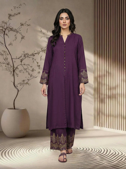 2 Piece Zari Karandi Suit- Embroidered (Pret)