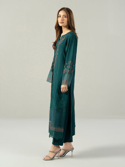 3-Piece Slub Khaddar Suit- Embroidered (Pret)