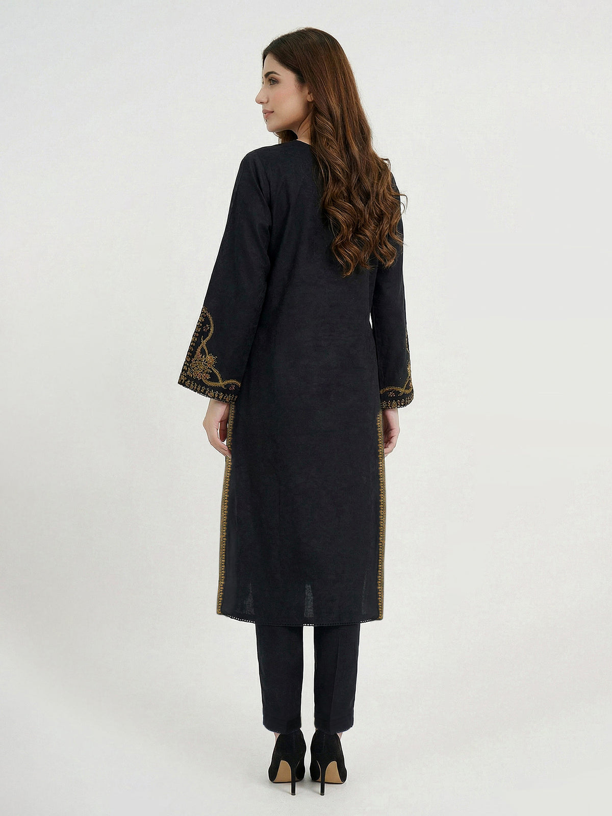 3 Piece Self Jacquard Suit- Embroidered (Pret)