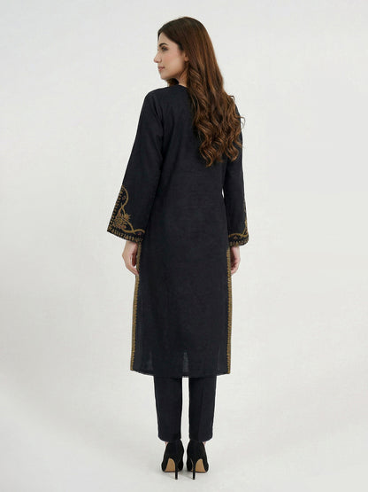 3 Piece Self Jacquard Suit- Embroidered (Pret)