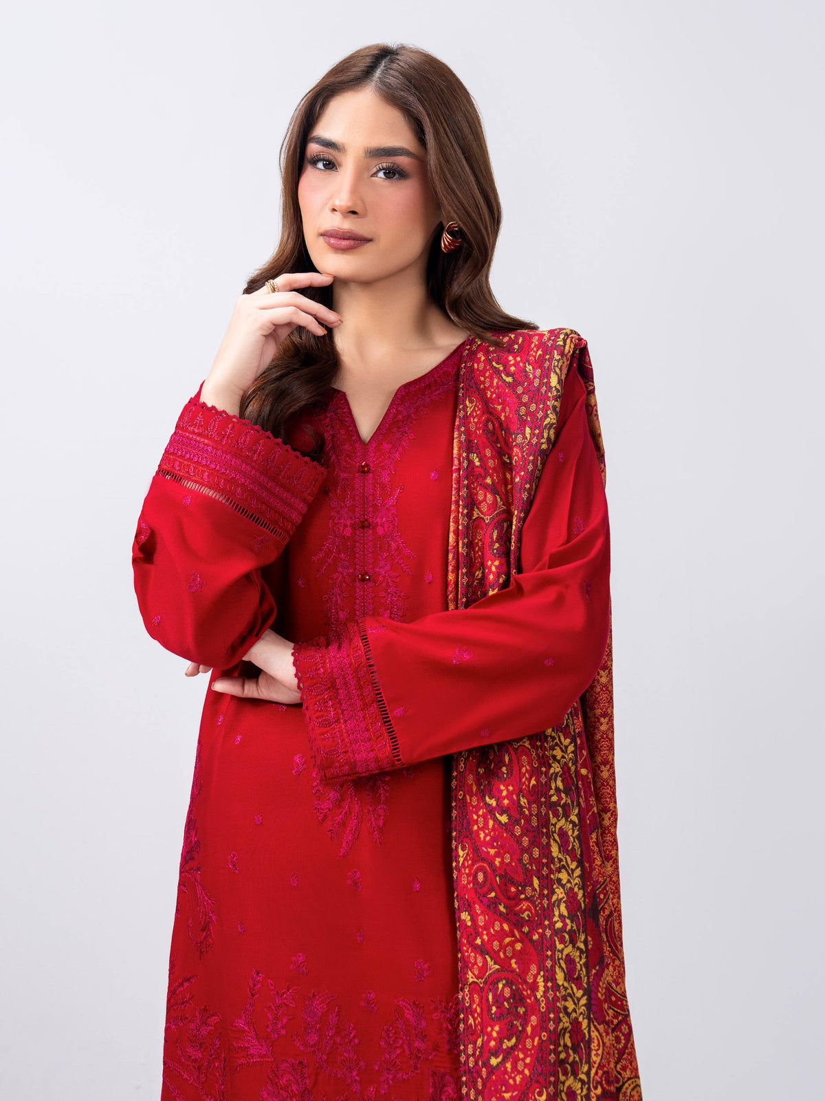 3 Piece Yarn Dyed Suit- Embroidered (Pret)