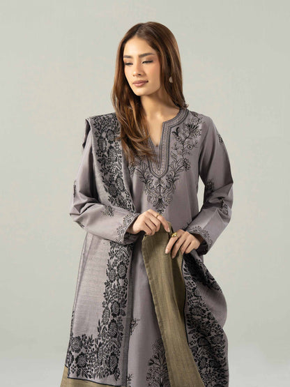 3 Piece Khaddar Suit- Embroidered (Pret)