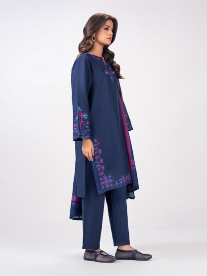 3 Piece Slub Khaddar Suit- Embroidered (Pret)