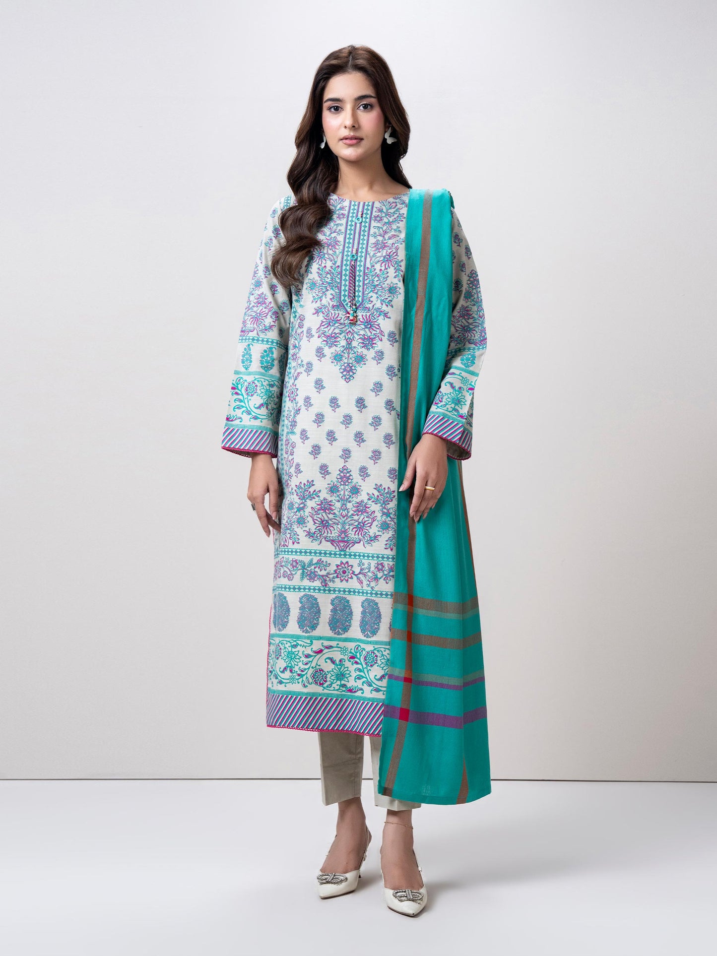 3 Piece Slub Khaddar Suit (Pret)