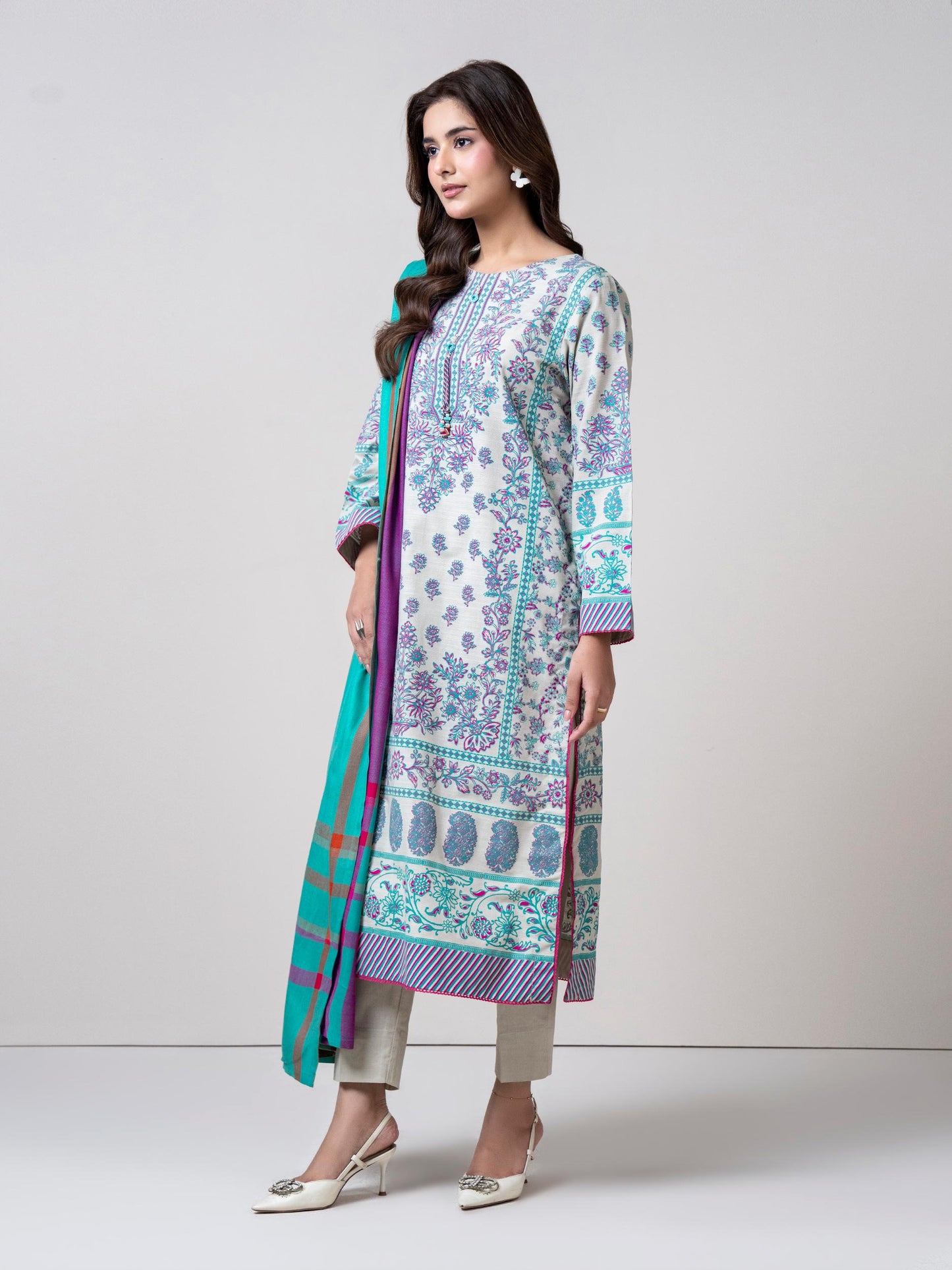 3 Piece Slub Khaddar Suit (Pret)