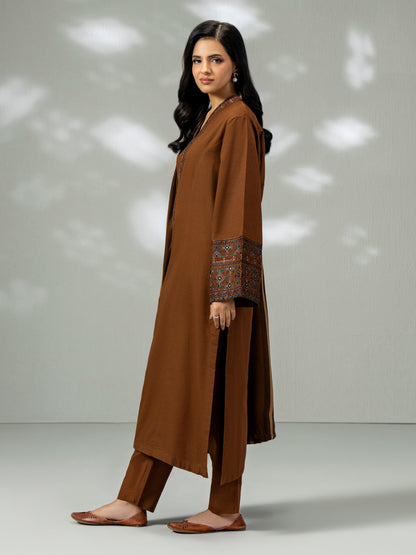 3-Piece Slub Khaddar Suit- Embroidered (Pret)