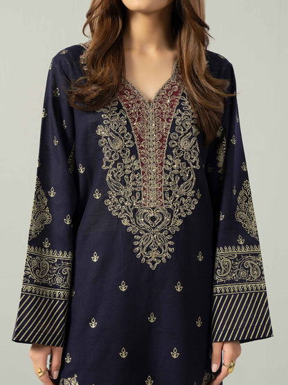 3 Piece Slub Khaddar Suit- Embroidered (Pret)