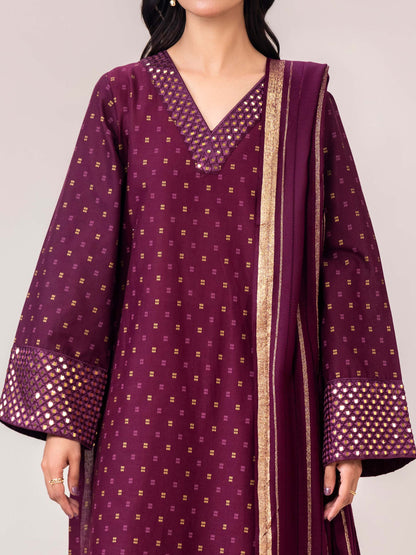 3 Piece Khaddar Suit- Embroidered (Pret)