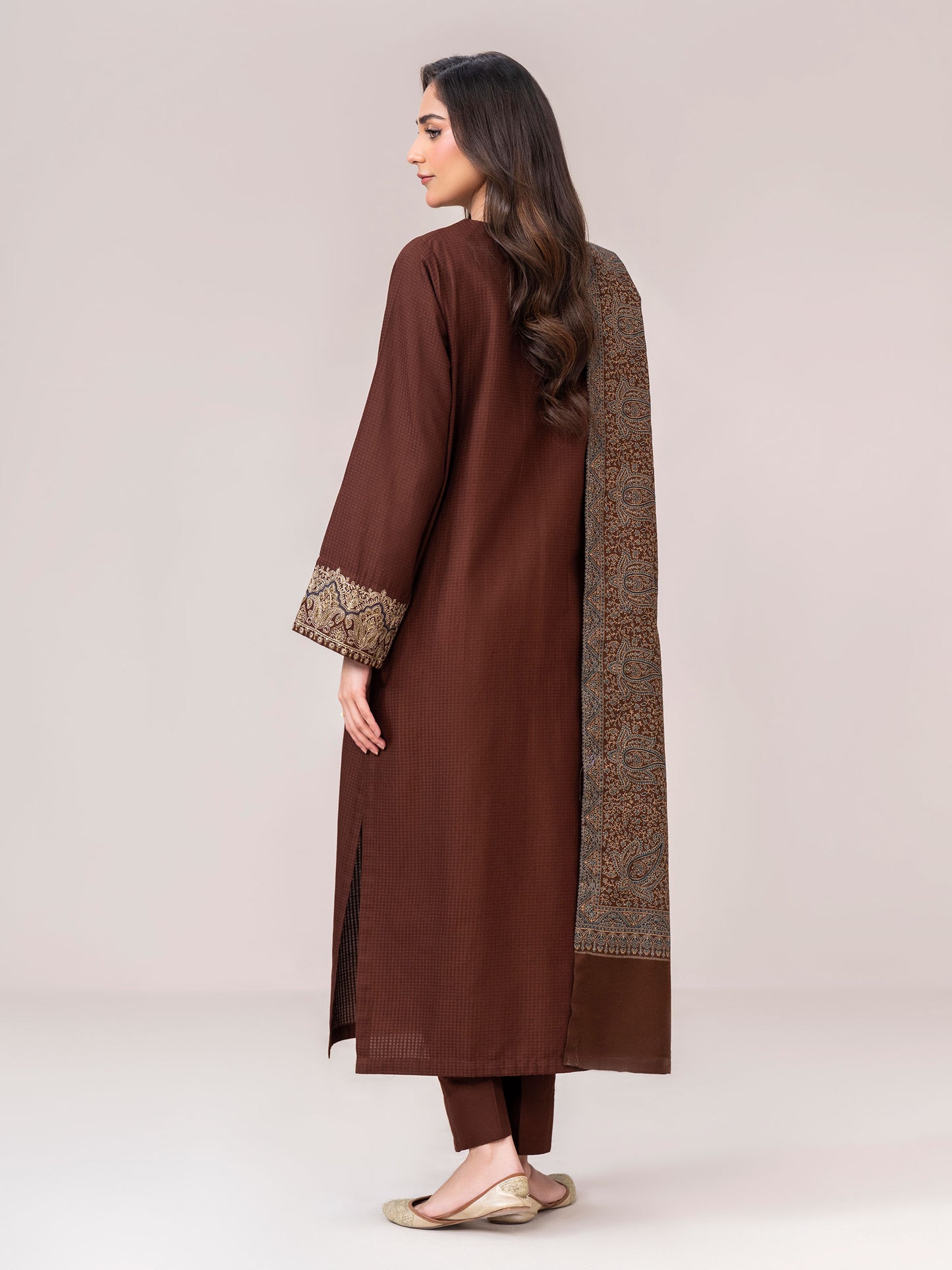 3 Piece Dobby Suit- Embroidered (Pret)