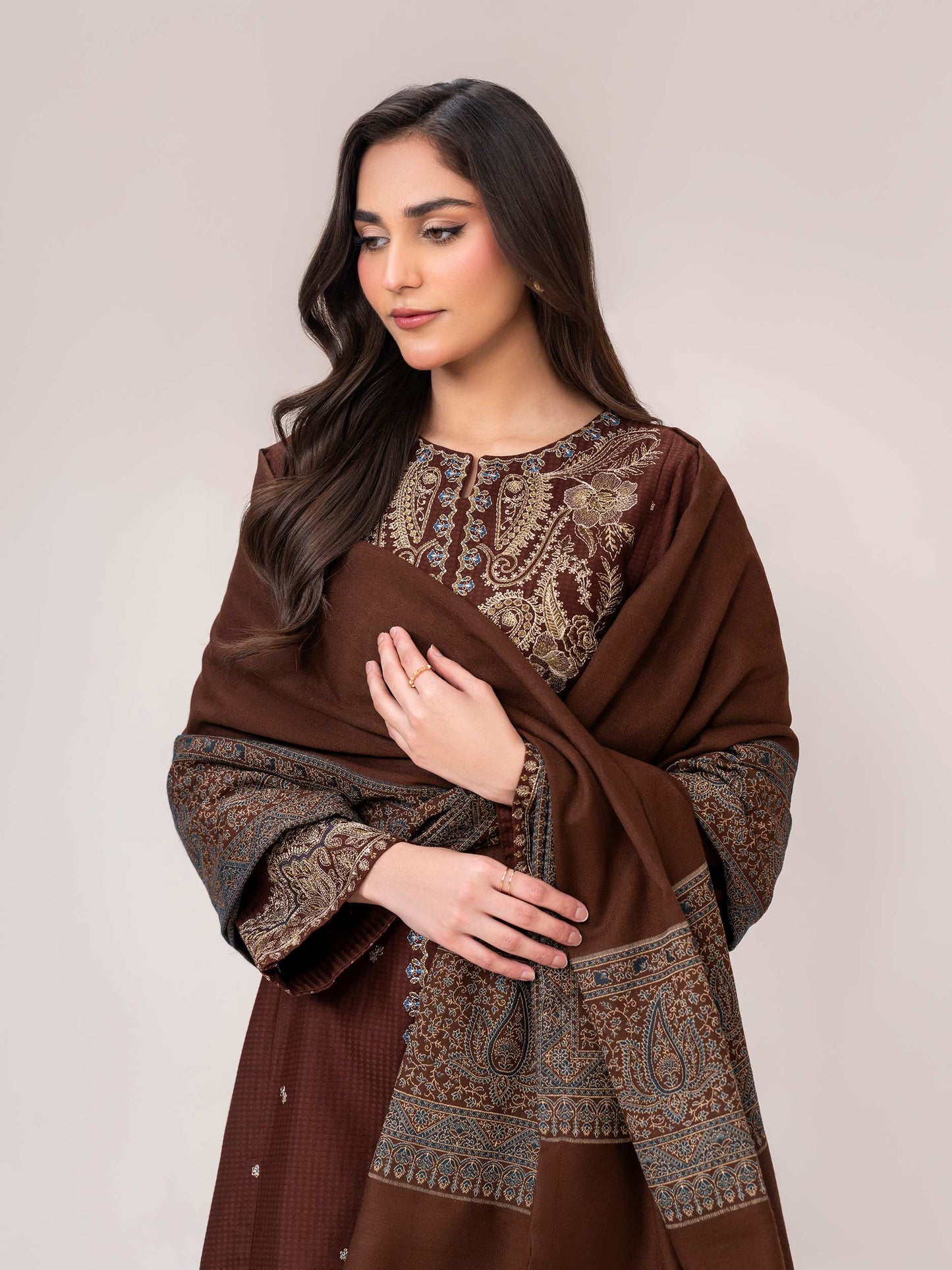 3 Piece Dobby Suit- Embroidered (Pret)