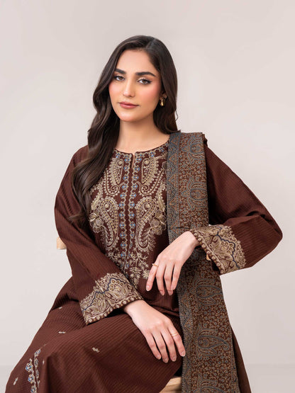 3 Piece Dobby Suit- Embroidered (Pret)