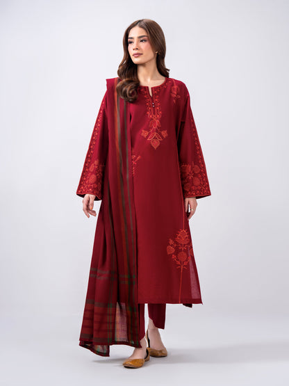 3 Piece Khaddar Suit- Embroidered (Pret)
