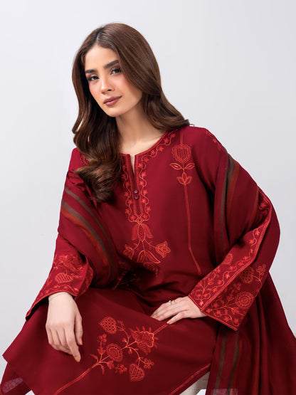 3 Piece Khaddar Suit- Embroidered (Pret)