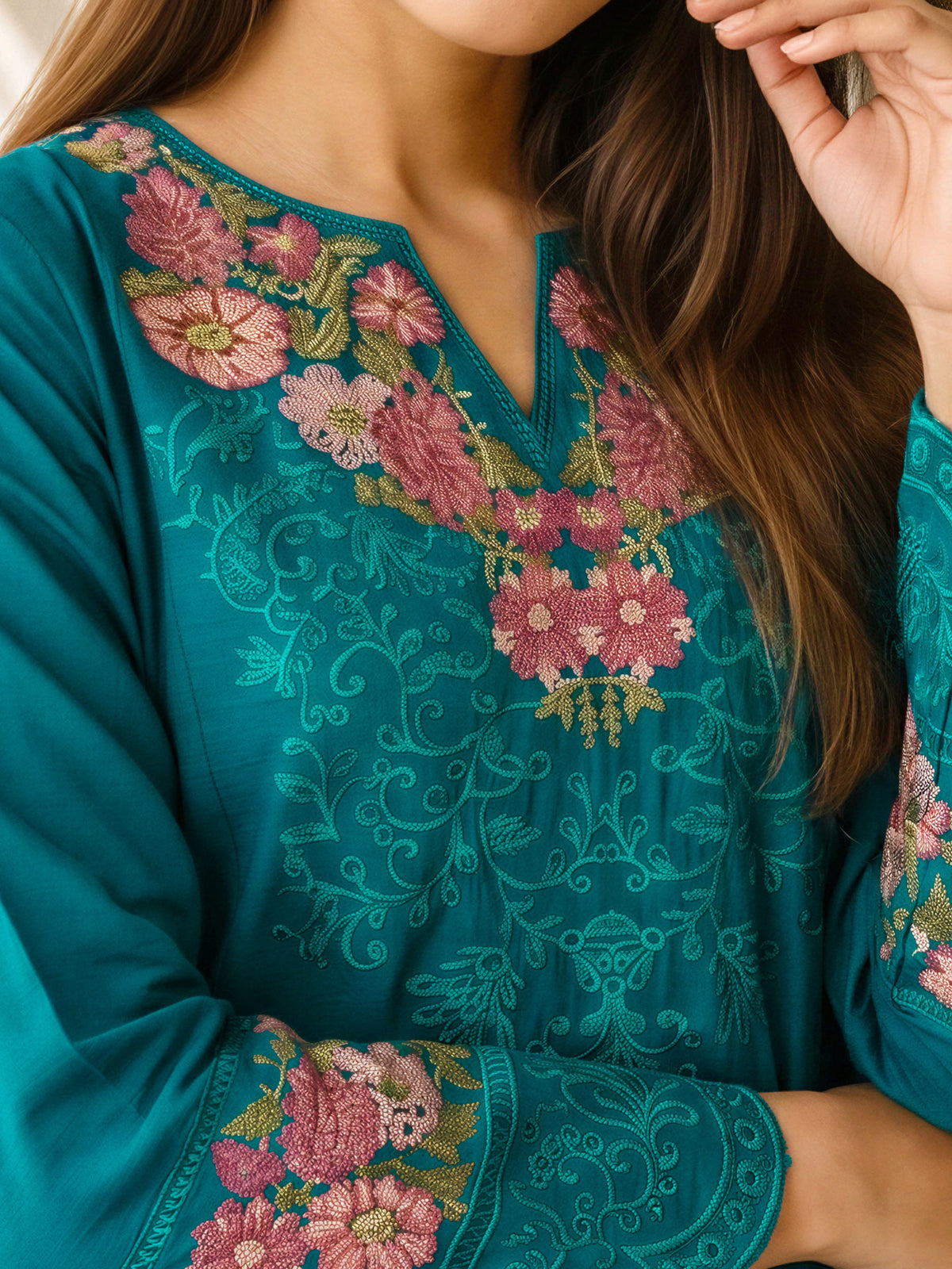 3 Piece Slub Khaddar Suit- Embroidered (Pret)