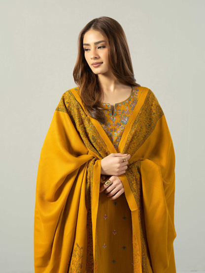 3 Piece Slub Khaddar Suit- Embroidered (Pret)