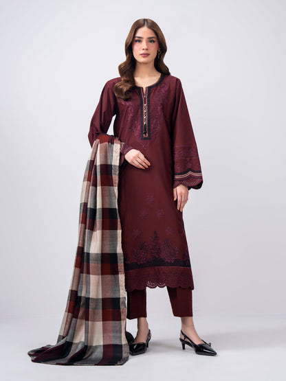 3 Piece Dobby Suit- Embroidered (Pret)