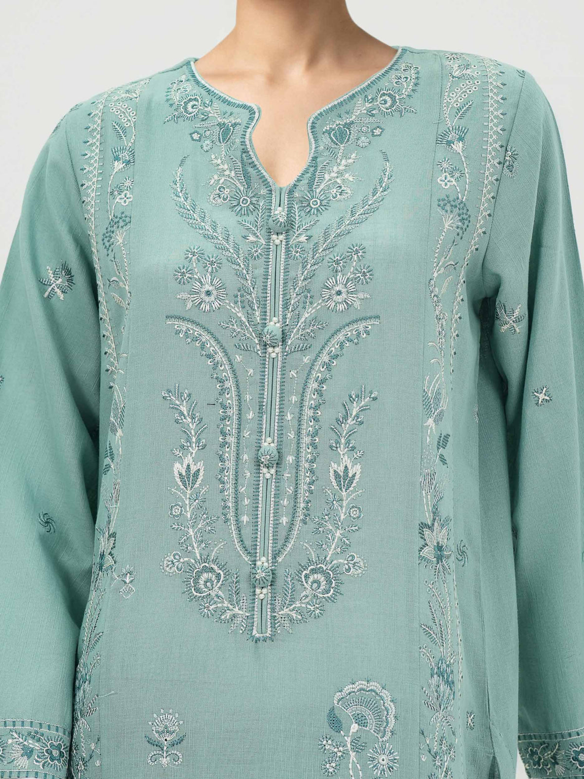 3 Piece Slub Khaddar- Embroidered (Pret)