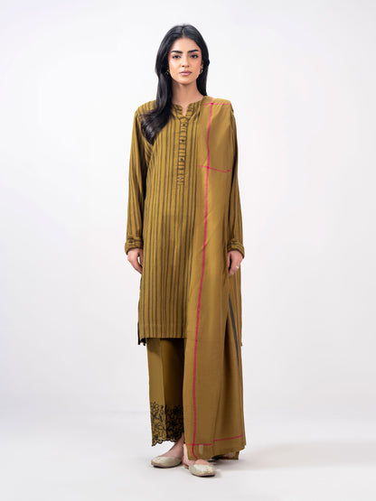 3 Piece Yarn Dyed Jacquard Suit- Embroidered (Pret)