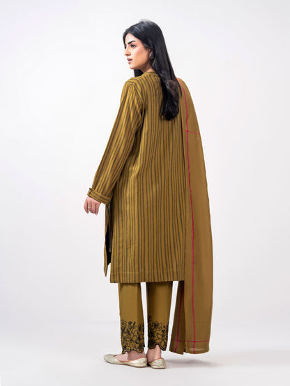 3 Piece Yarn Dyed Jacquard Suit- Embroidered (Pret)