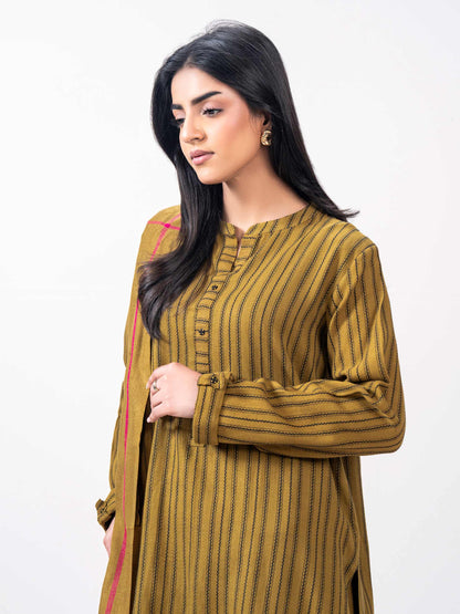 3 Piece Yarn Dyed Jacquard Suit- Embroidered (Pret)