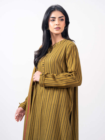 3 Piece Yarn Dyed Jacquard Suit- Embroidered (Pret)