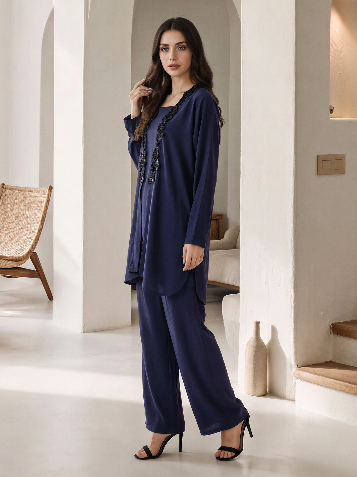 2 Piece Grip Texture Suit- Embroidered (Pret)