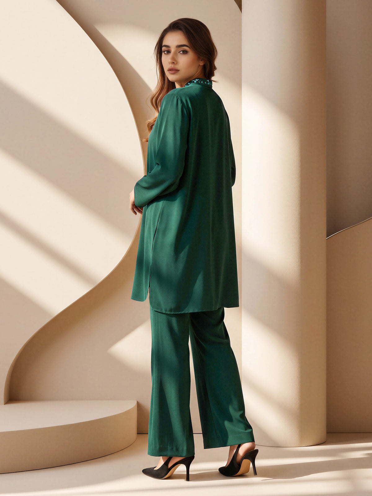 2 Piece Grip Texture Suit- Embellished (Pret)
