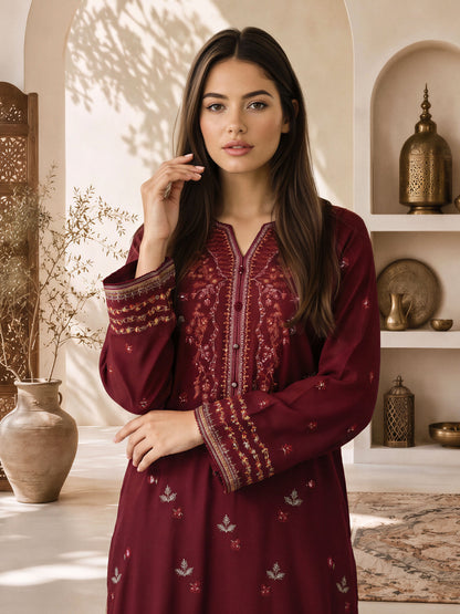 3 Piece Karandi Suit- Embroidered (Pret)
