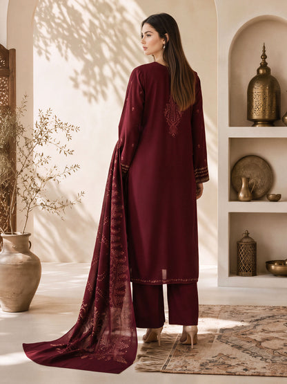 3 Piece Karandi Suit- Embroidered (Pret)