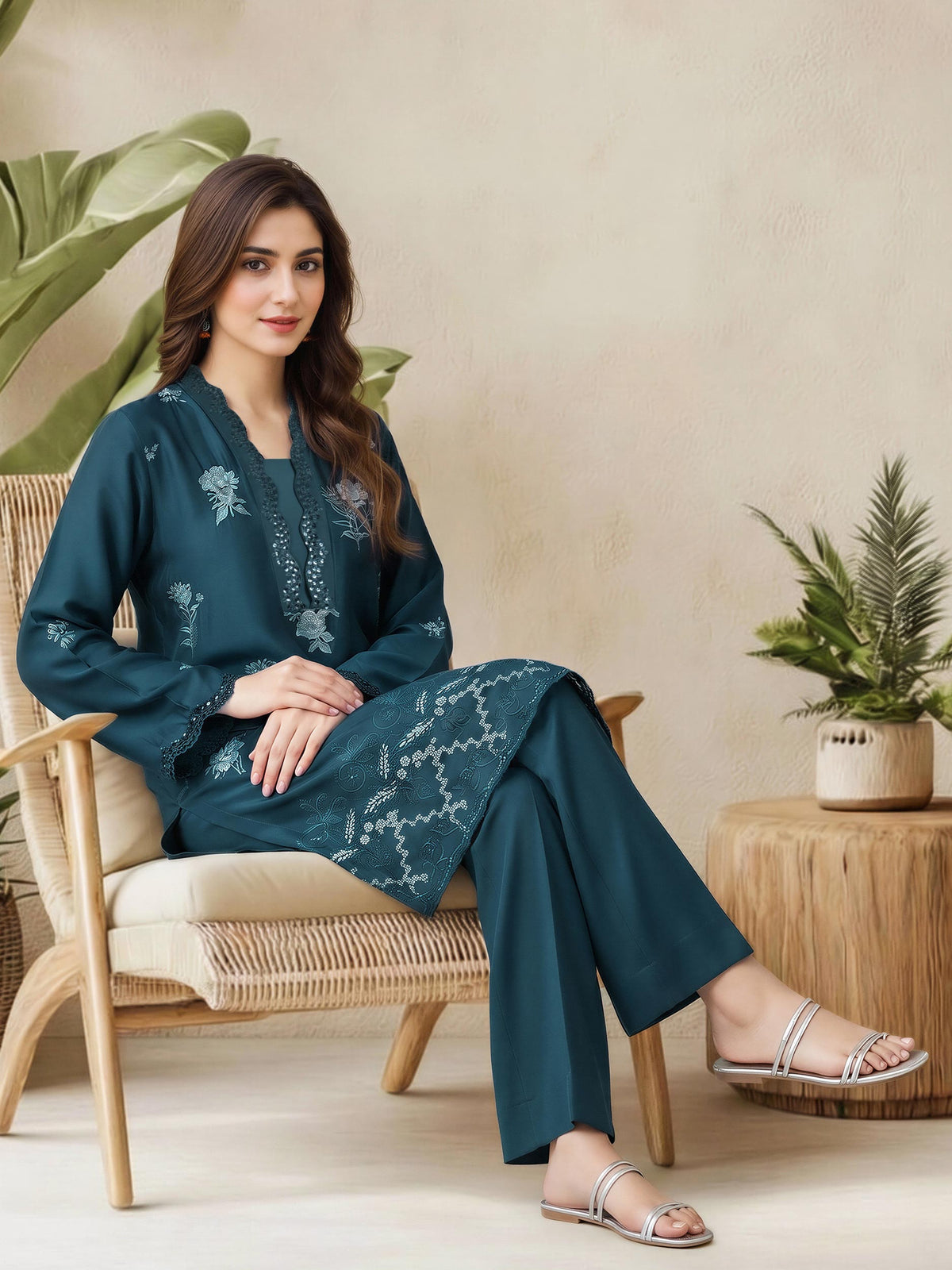 2 Piece Premium Silk Suit- Embroidered (Pret) WINTER ARTICLE