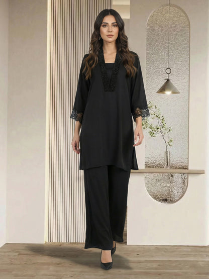 2 Piece Silk Suit- Embellished (Pret)