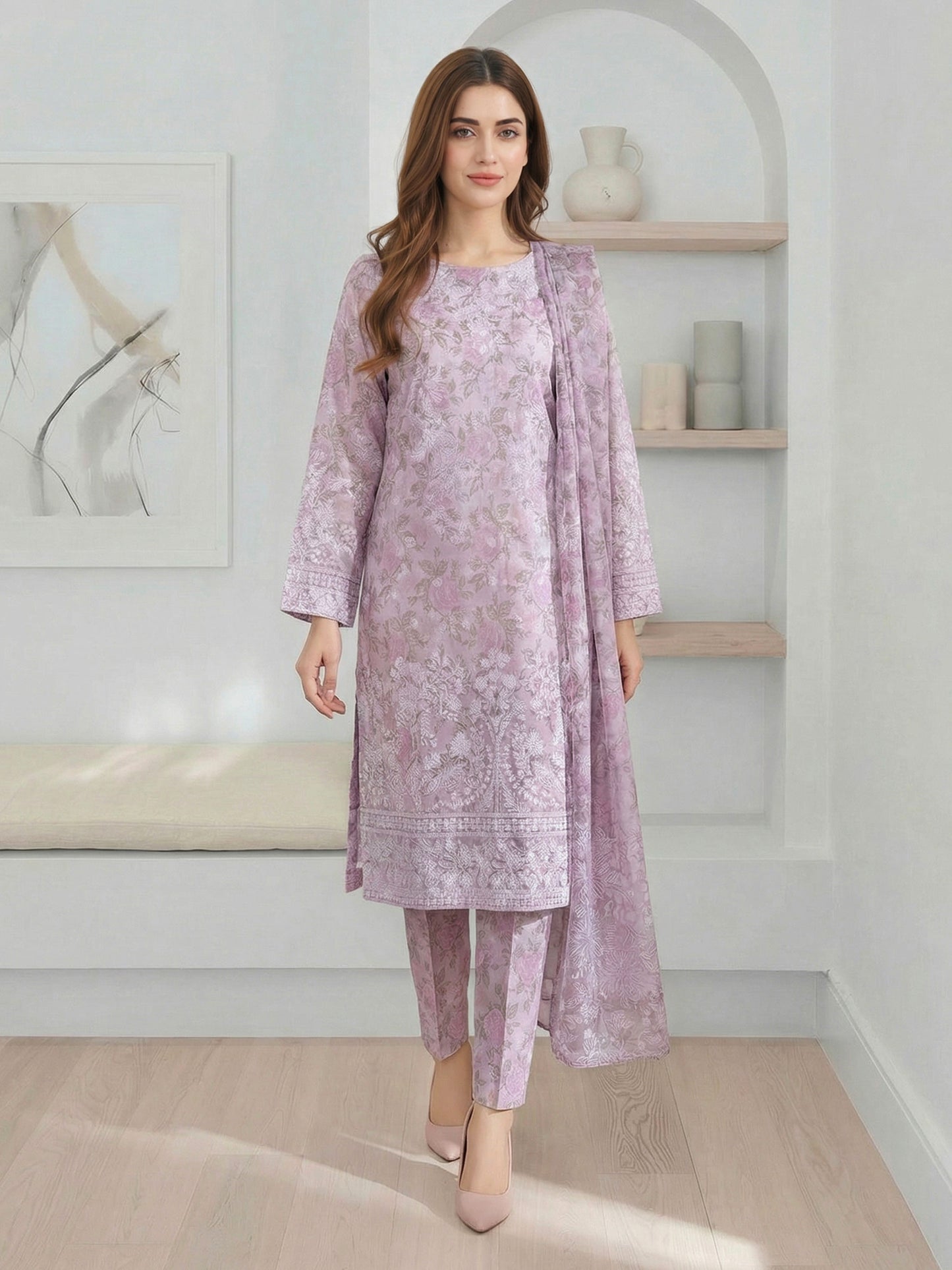 3 Piece Lawn Suit- Printed (Pret)