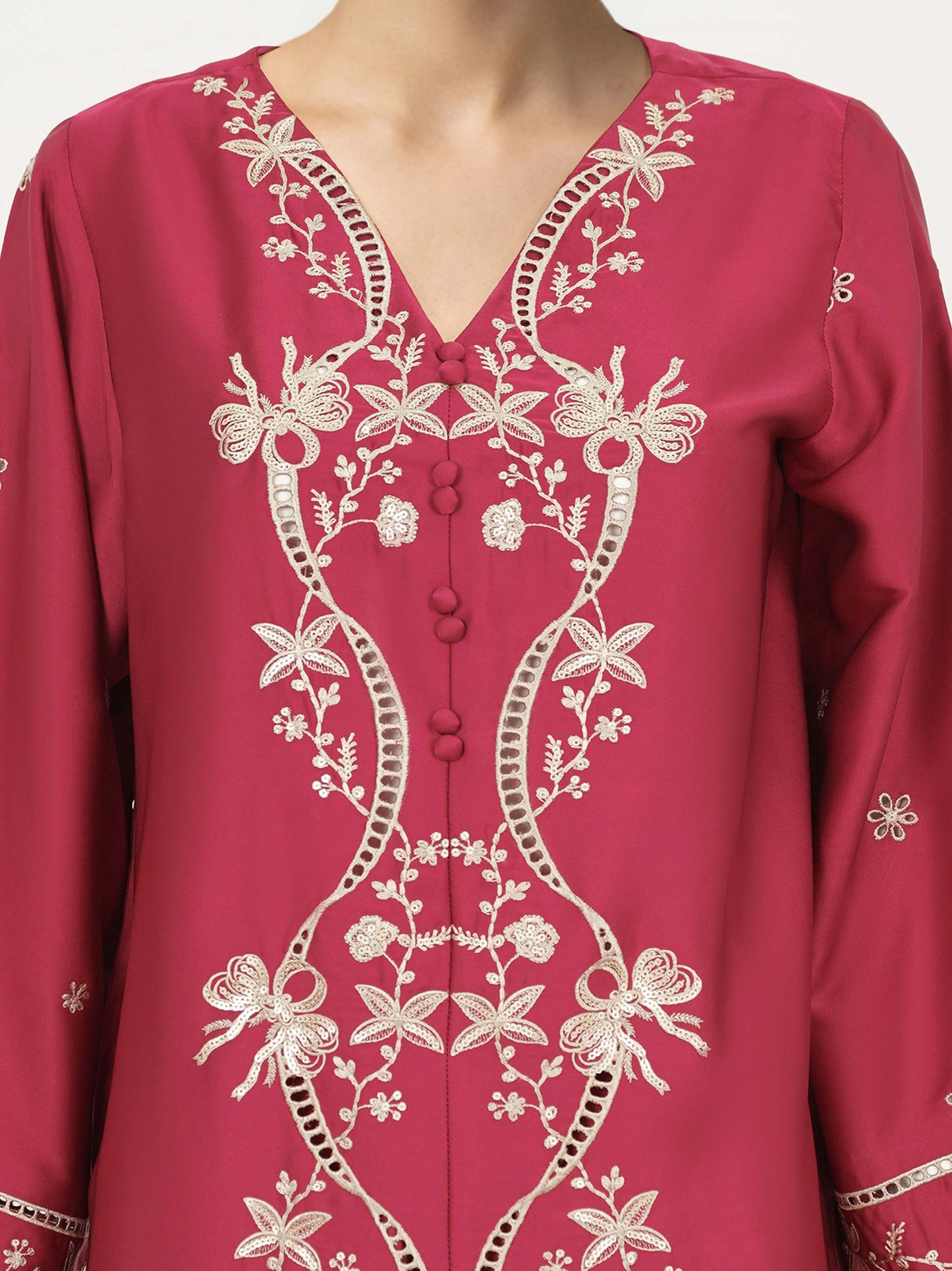 Silk Co-ord Set- Embroidered (Pret)