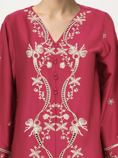 Silk Co-ord Set- Embroidered (Pret)