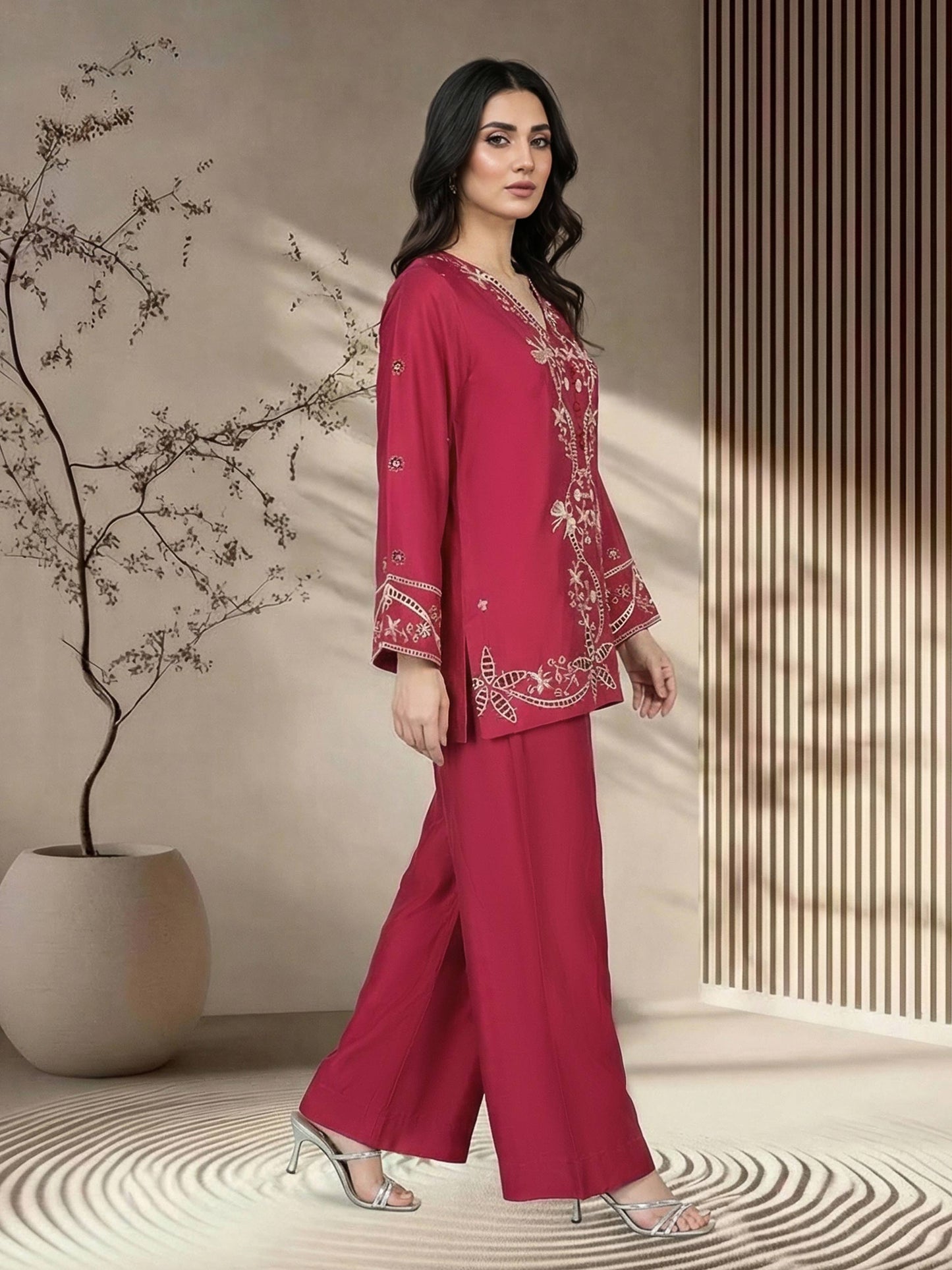 Silk Co-ord Set- Embroidered (Pret)