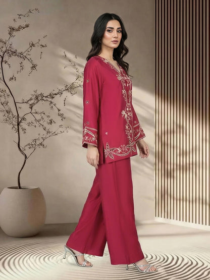 Silk Co-ord Set- Embroidered (Pret)